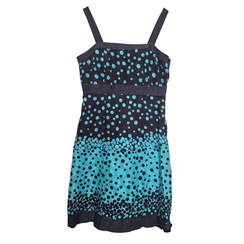 Kim Rogers Brown & Blue Polka Dot Dress Twee Y2K Vintage Plus Size 14